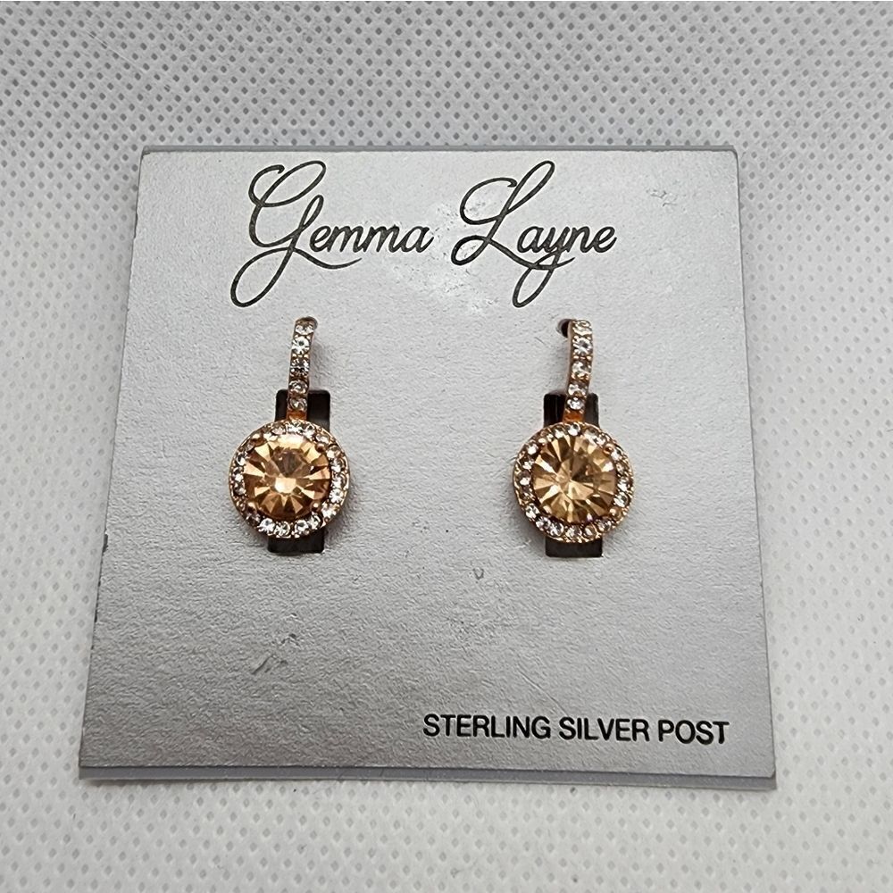 NWT Gemma Layne Rose Gold & Crystal Earrings